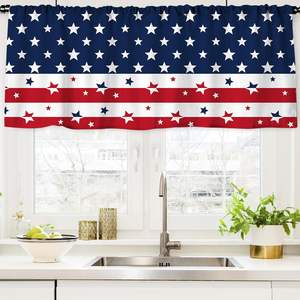 Cortina corta para el Día de la Independencia con estrellas patrióticas, roja, blanca y azul, para cocina - Product Image 5