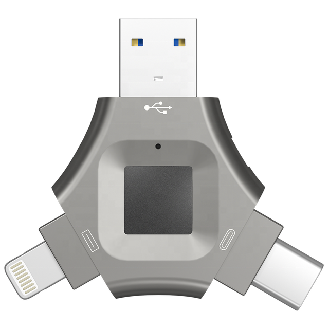 3 in 1 High Tech Security Usb Fingerprint Reader 64GB 128GB 256GB 512GB Secure Pen Drive Encrypt Fingerprint USB Flash Drive