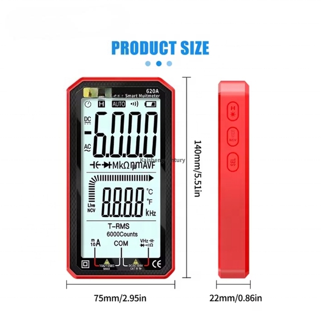 620A 6000 Counts Digital Smart Multimeter Transistor Testers True RMS Auto Electrical Capacitance Meter Temp Resistance