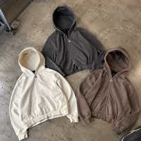 Sweat-shirts à capuche blancs et noirs avec trou, fermeture éclair, sans cordon, en polaire, pour homme