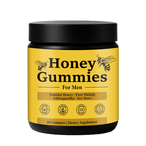 Gummies au <span class=keywords><strong>miel</strong></span> <span class=keywords><strong>de</strong></span> marque privée pour hommes avec <span class=keywords><strong>miel</strong></span> <span class=keywords><strong>de</strong></span> <span class=keywords><strong>Manuka</strong></span>, Shilajit, Ashwagandha et mousse marine pour l'endurance et la réduction du cortisol - Product Image 1