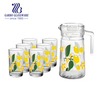 Ensemble de carafe en verre coloré, avec carafe à boire, lot de 7 pièces, décoratifs de fleurs, bon marché, Promotion du nouvel an