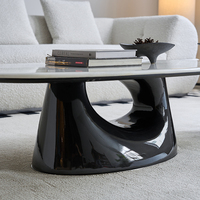Ensemble de table basse moderne de luxe pour salon, design actuel, structure en acier carbone, table ronde en marbre, table basse écologique