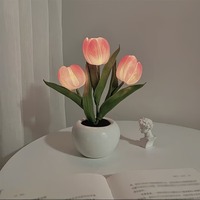 Fleur artificielle en pot pour la fête des mères, tulipe lumineuse LED alimentée par USB, IP44, décoration pour la chambre à coucher