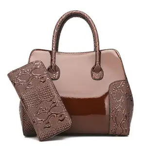 2 PCS卸売ファッションスネーククロコダイルパターン女性ボルサダドンナPUレザートートレディース財布ハンドバッグセット
