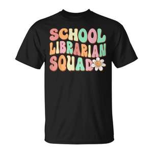 Camiseta del equipo de bibliotecarios escolares Retro Groovy Library Vibes - Product Image 1