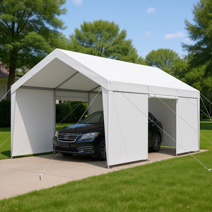 Abri de voiture 10x20 pieds, robuste, pour extérieur, avec parois latérales, pour voitures, blanc, couleur unie - Product Image 2