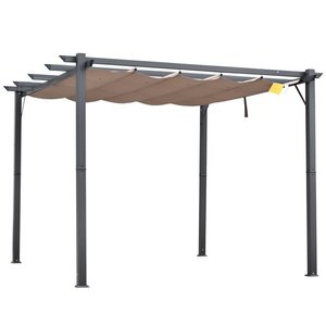 Brown 10' X 10' <strong>Aluminum</strong> <strong>Pergola</strong> Gazebo with Sunshade <strong>Retractable</strong> Canopy for Garden, Park, Pool, Park and Outdoor - Product Image 1