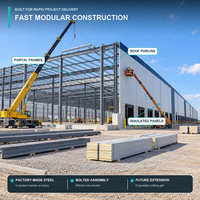 Entrepôt en structure métallique préfabriquée durable, assemblage rapide, bâtiment de stockage industriel
