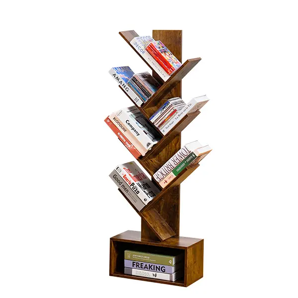 Hete Verkopende Huis Hoek Industriële Zwarte Pijpenplank Melamine Custom 6-Tier Boomvormige Boekenplank