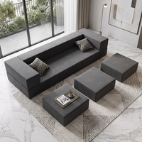 Ensemble de canapés modulaires extensibles et convertibles modernes et minimalistes avec ottomanes, canapé sectionnel personnalisé OEM en tissu microfibre pour hôtel