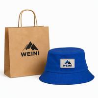 Chapeau Bob Bleu WEINI avec Patch Logo Personnalisé, Casquette de Pêcheur Unisexe, Protection Solaire Extérieure, Chapeau de Plage d'Été, Vente en Gros, Qualité Supérieure