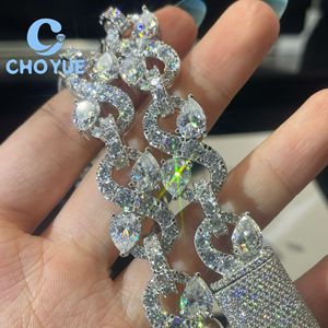 New Design 925 Silver 13MM Moissanie Cuban Link Chain Pear Cut Mix Round Cut Iced Out Jewelry <b>Infinity</b> Link Chain with GRA - Product Image 2