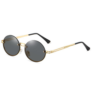Maidis Small Oval Sunglasses Metal Frame Gold Color UV400 Women's Fashion Sunshades - Product Image 5