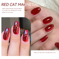 UR SUGAR Gel magnétique automne hiver chat rouge marque privée couleur cerise ongles gel yeux de chat scintillant