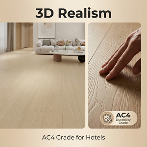 Plancher stratifié HDF aspect <span class=keywords><strong>bois</strong></span> moderne de luxe avec texture <span class=keywords><strong>en</strong></span> relief 3D et indice AC4 pour les chambres d'hôtel - Product Image 2