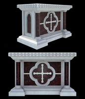 Mesa de mármol blanco antiguo, púlpito de altar de podio de iglesia de gran altura personalizado hecho a mano con estilo de diseño europeo