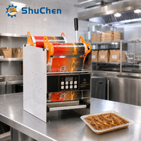 Machine de scellage semi-automatique pneumatique portative Shuchen à bas prix pour gobelets et plateaux de boissons et produits chimiques