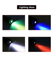 Lampe torche LED tactique QXMOVING, étanche, en aluminium, rouge, bleu, vert, blanc, 4 couleurs, luminosité réglable, rechargeable par USB