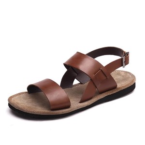 Sandales coréennes <span class=keywords><strong>Vigo</strong></span> pour hommes – Tendance estivale, chaussures de <span class=keywords><strong>plage</strong></span> décontractées à enfiler, respirantes, en cuir véritable, antidérapantes, à bout ouvert - Product Image 3