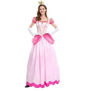 Halloween Party Queen Dresses Peach Girl Costume Princess Peach Costumes Adult