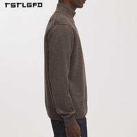 Pull en maille d'hiver pour homme personnalisé et écologique, 100 % cachemire, respirant, anti-rétrécissement, col montant à quart de zip, logo frontal de luxe