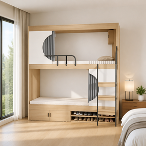 Cama litera cápsula espacial moderna y económica de fábrica, cama doble de madera duradera tipo cápsula para dormir, suministro al por mayor para hostales, dormitorios y habitaciones. - Product Image 4