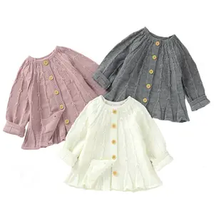 Nuovo Del Bambino Maglioni Cardigan di Autunno di Inverno Appena Nato Delle Ragazze Maglieria Top Button-up Infantile Lavorato A Maglia Manica Lunga pullover Giacche Cappotto