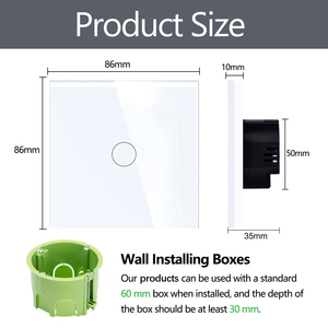 Tawoia White Tempered Glass 1 One Gang EU Standard Smart <strong>Light</strong> <strong>Switch</strong> No Neutral <strong>Wire</strong> Required CE CB ROHS EAC - Product Image 3