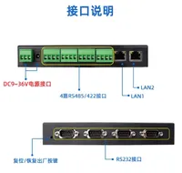 Módulo Ethernet de Doble Puerto y 4 Vías RS232/422/485, Servidor de Puerto Serie 485, Gateway Transparente Modbus RTU/TCP, Protocolo MQTT