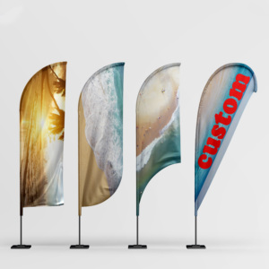 Drapeau de plage personnalisé imprimé avec des plumes - Bannière publicitaire pour événements en plein air - Product Image 2