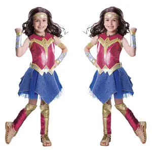 Ragazze supereroe vestito Halloween festa Cosplay Costume per bambine Wonder-Woman Tv & film gonna per pasqua