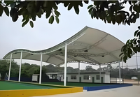 Estructura de Acero Personalizable para Cancha Deportiva, Resistente a los Rayos UV, Ligera, Resistente al Fuego, con Membrana Tensada, Soldada y Cortada, para Baloncesto