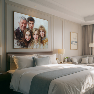 Su misura fatto a mano su tela <span class=keywords><strong>realismo</strong></span> parete di casa decorazione di arte del gruppo ritratto pittura a olio da foto con il negozio di forza - Product Image 2