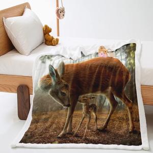 BSCI Factory <span class=keywords><strong>Palma</strong></span> Impresión <span class=keywords><strong>digital</strong></span> Manta de 2 capas Franela con Sherpa Manta de doble capa - Product Image 3