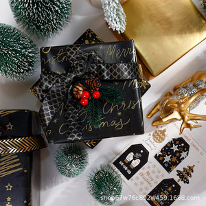 Cây giáng sinh Quà Tặng thêm cuộn lớn cao cấp giáng sinh Quà Tặng Giấy Gói cuộn vàng Đen Bông Tuyết giấy gói - Product Image 5