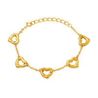 Bracelet minimaliste romantique en acier inoxydable hypoallergénique plaqué or, creux, en forme de cœur, pour femmes