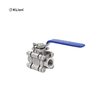 Válvula de Bola Manual KLION RTS 304 de Acero Inoxidable, Resistente a Ácidos, Alta Presión, 3 Piezas, Temperatura Normal, Rosca NPT BSP, 2000 WOG