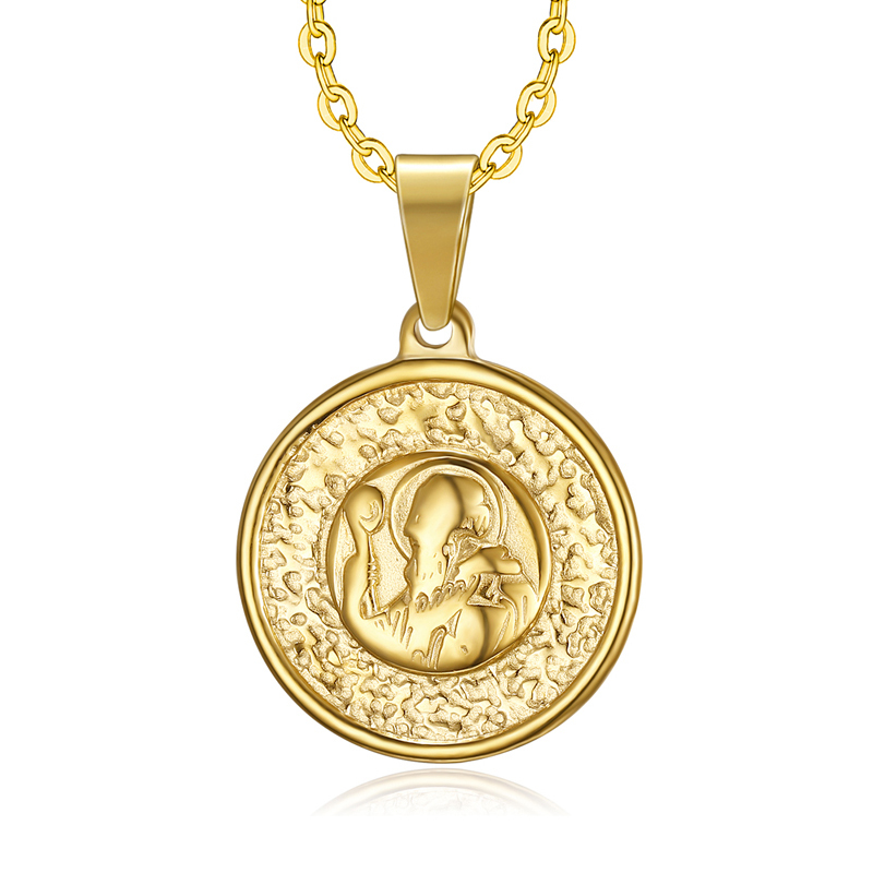 Christianisme Prière Bijoux En Acier Inoxydable Hommes Grand Rond Religieux Or Saint Benoît Pendentif Collier