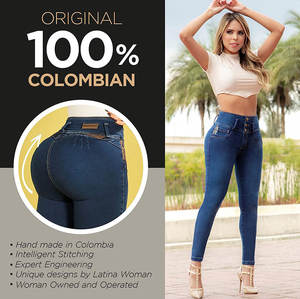 Jeans skinny taille haute pour femme, jeans colombien extensible, effet lifting des fesses - Product Image 6