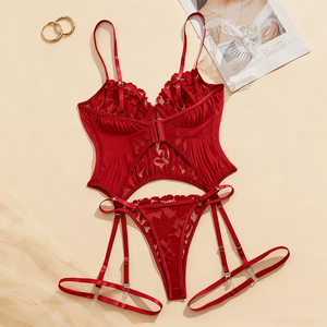 Горячая новинка: сексуальный красный комплект нижнего белья (бюстгальтер и трусики) для женщин – идеальный выбор для праздничного образа. - Product Image 5