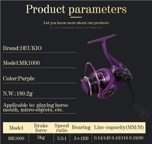 <span class=keywords><strong>Moulinet</strong></span> de pêche à lancer en métal violet, <span class=keywords><strong>petit</strong></span>, série 1000, 5,5:1, <span class=keywords><strong>pour</strong></span> eau salée - Product Image 3