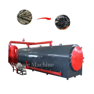 Máquina para hacer carbón de palo de yute Horno de carbonización de carbón de madera horizontal para Shisha