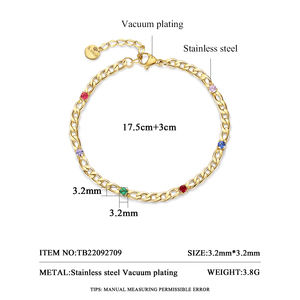 SP-LAM Designer Cuban Chain Gold Colorful CZ Zirconia Fashion Lady girl's <span class=keywords><strong>bracciale</strong></span> Tennis regolabile - Product Image 2