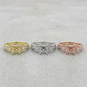 Retro 18K White Gold Bowtie Butterfly Natural Diamond Engagement <b>Ring</b> Mounting Ribbon Motif Jewelry China Factory Manufacturer - Product Image 4