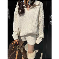 Ensemble de pulls pour femmes, style coréen, col mandarin, anti-froissement, luxe, tissé en nylon/coton, nouvelle collection automne-hiver 2025