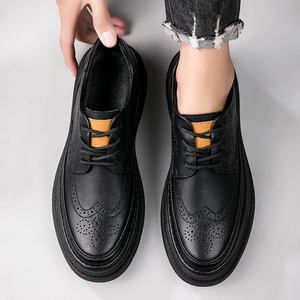 Mode Derby cuir hommes chaussures <span class=keywords><strong>blanc</strong></span> richelieu à lacets solide Simple robe affaires décontracté fête mariage pour <span class=keywords><strong>homme</strong></span> - Product Image 4