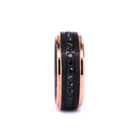 Bracelets de mariage en tungstène pour hommes, noir, or Rose, avec bague d'éternité en zircone cubique incrustée de CZ, 8mm