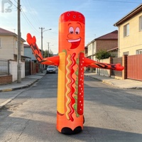 Mannequin gonflable géant de 2m en forme de hot-dog, dansant et ondulant, pour chariot de restauration rapide, snack-bar ou promotion routière