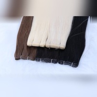 Extensions de cheveux lisses sans couture, tissage plat, cheveux Remy 100% humains, invisibles, 22 pouces, brun clair, extensions de cheveux Genius Weft